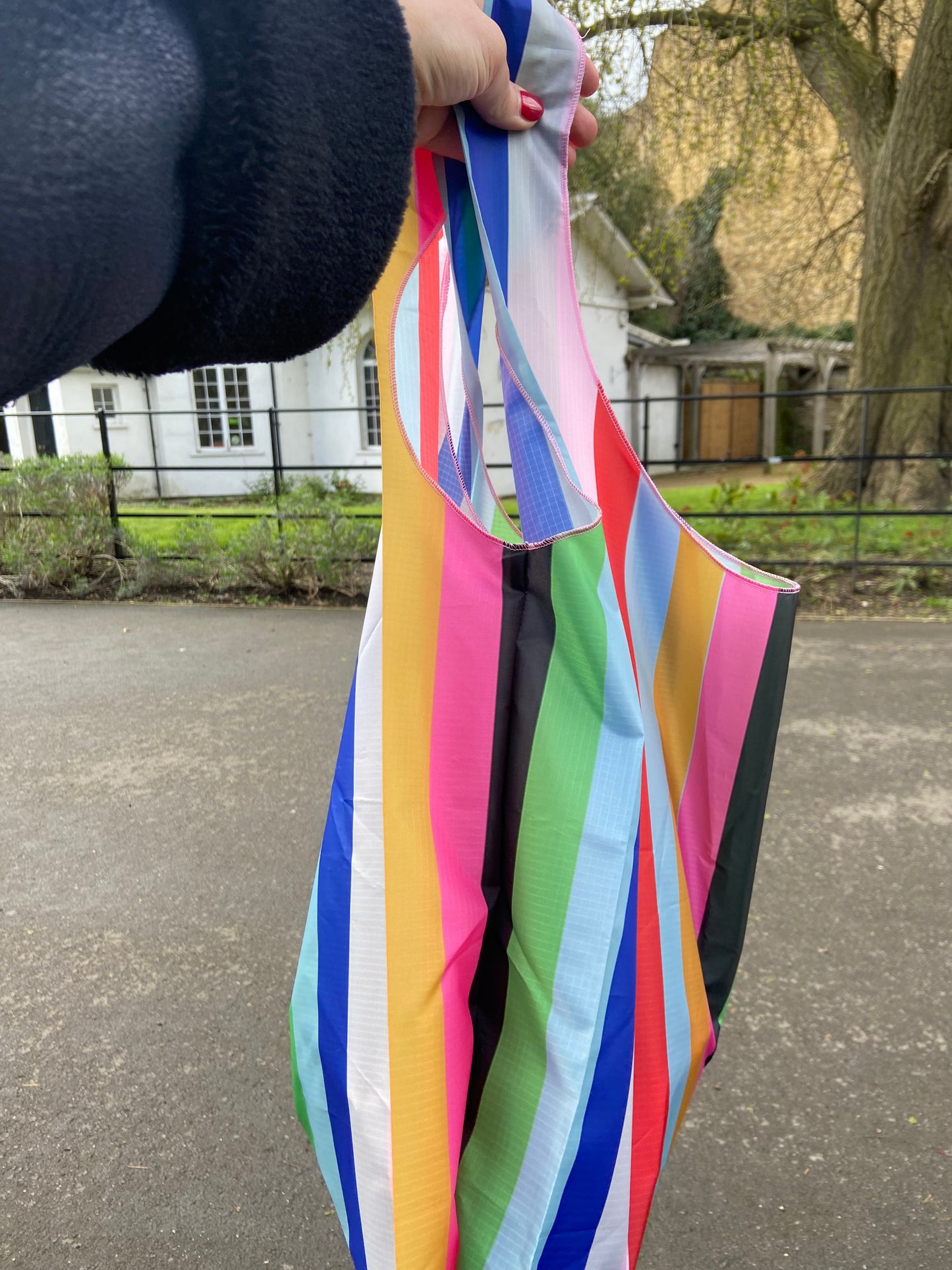 Multicoloured Stripe Parachute Shopper Bag