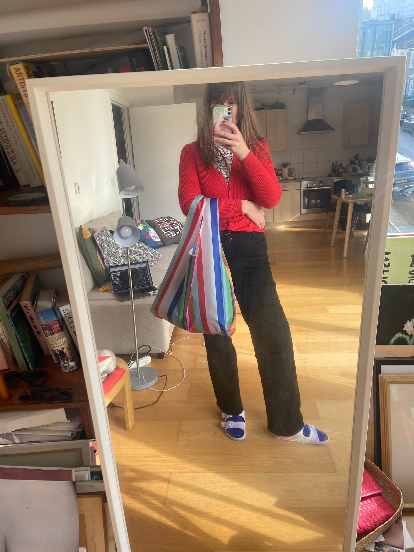 Multicoloured Stripe Parachute Shopper Bag