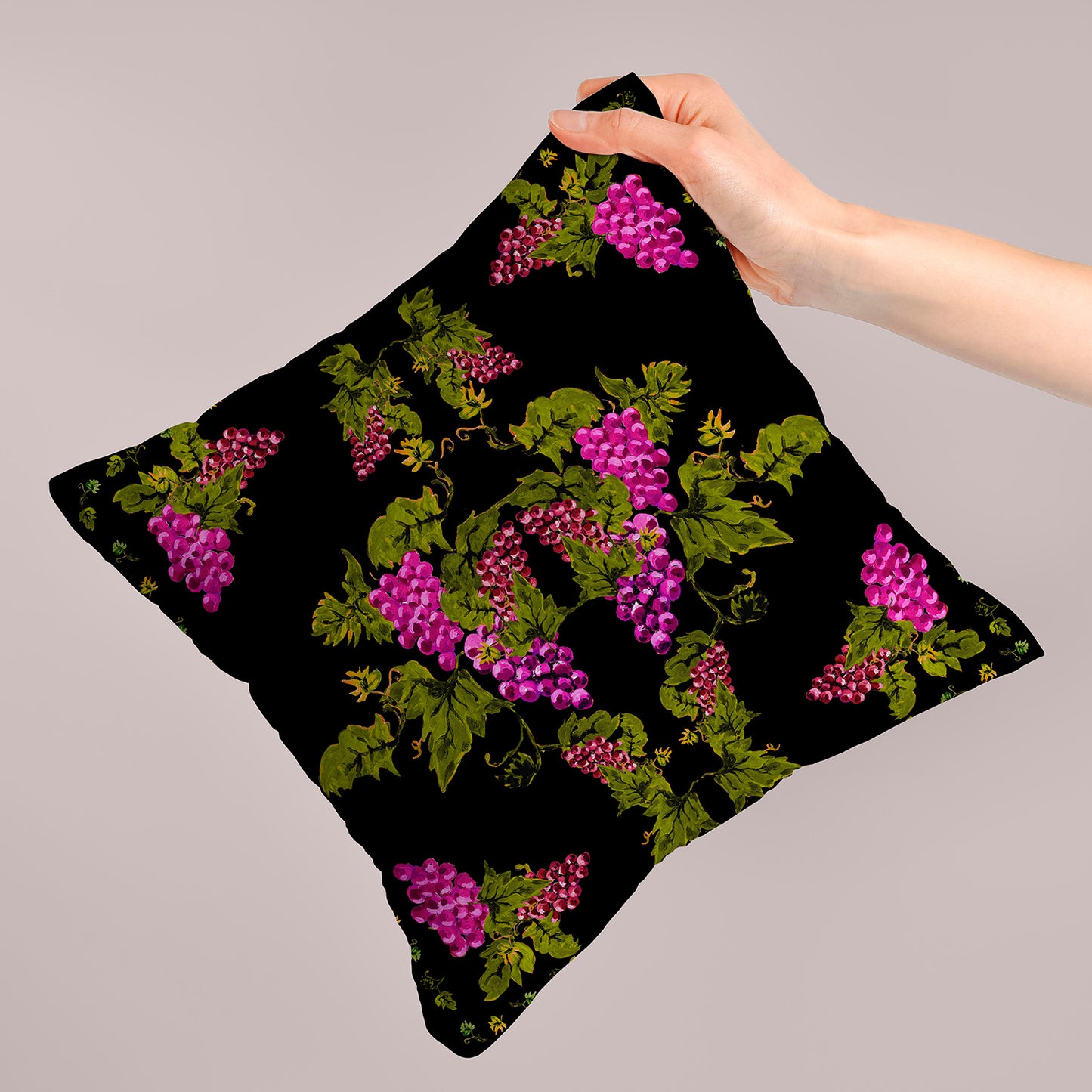 Painted Grape Scarf Print Velvet Cushion