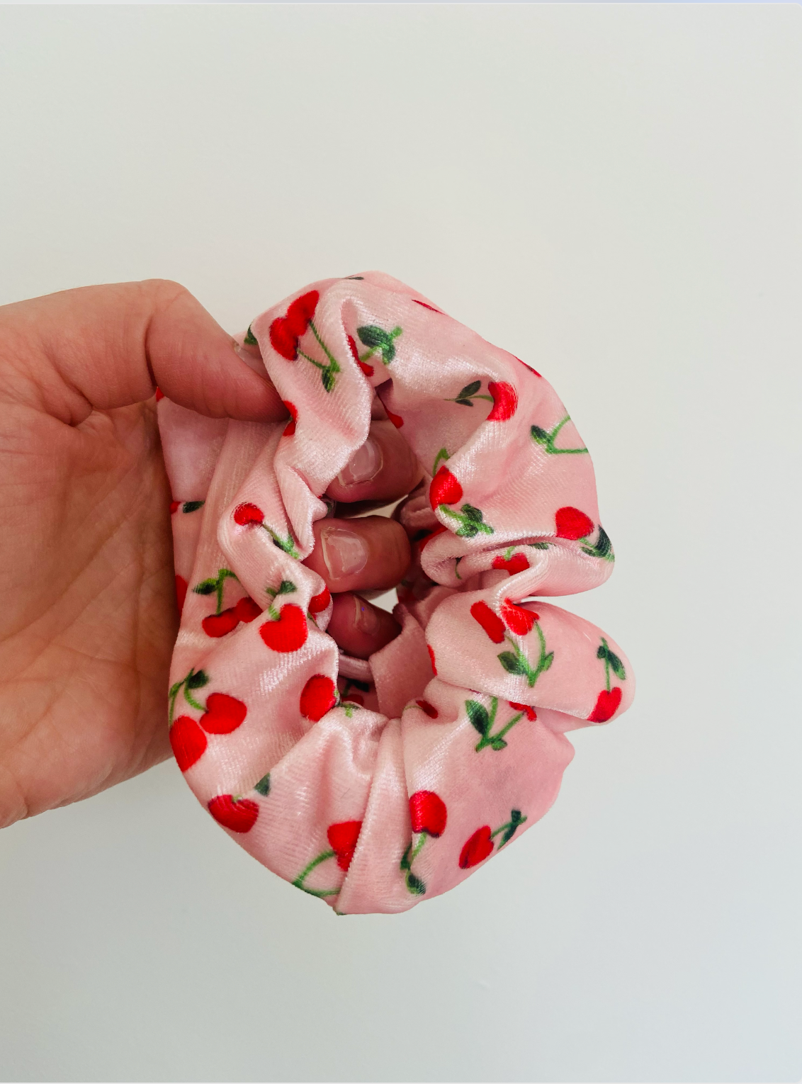Printed Cherry Velour Scrunchie