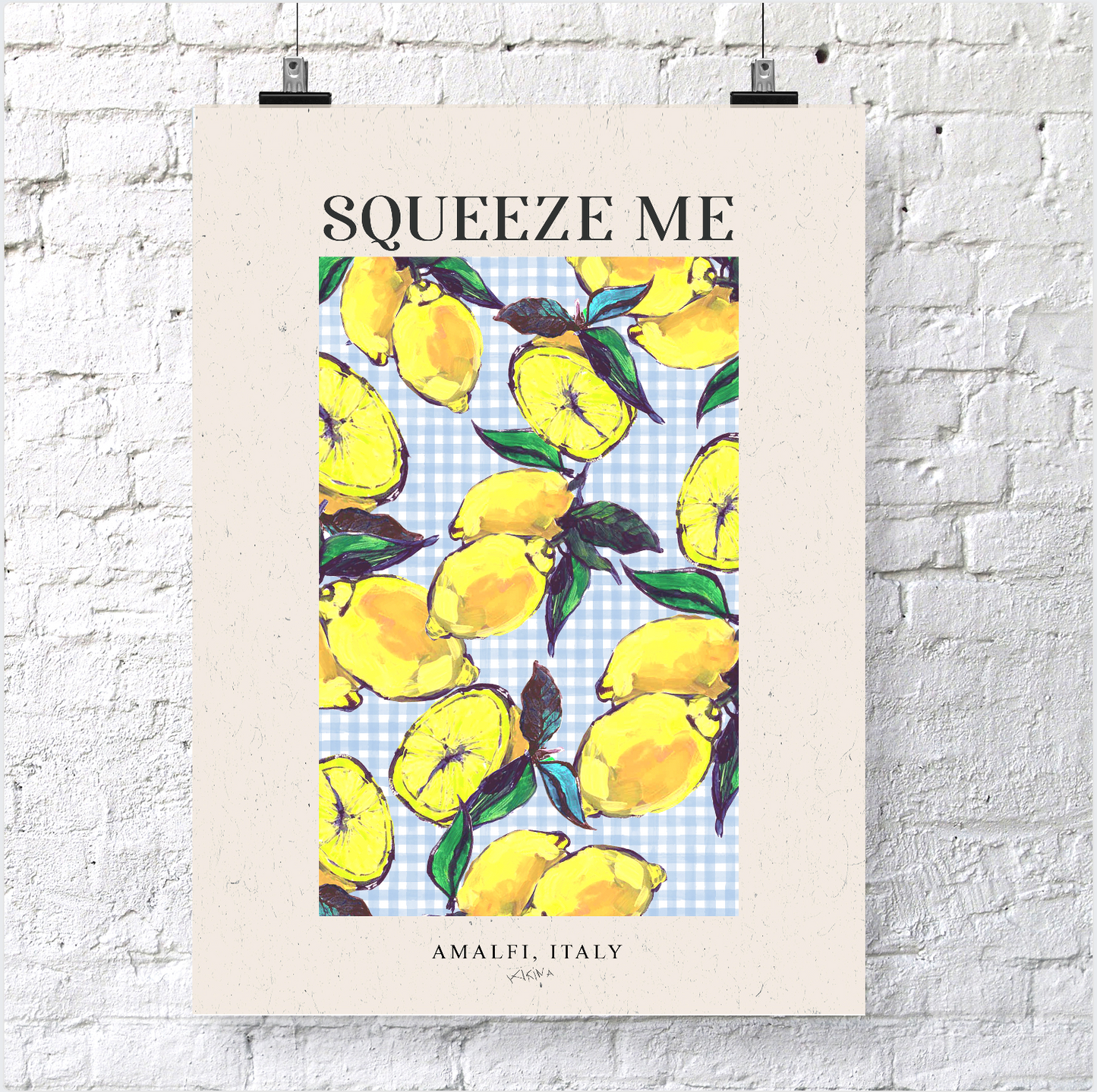 Painted Lemons. Squeeze me. Artwork. Giclee Print Unframed