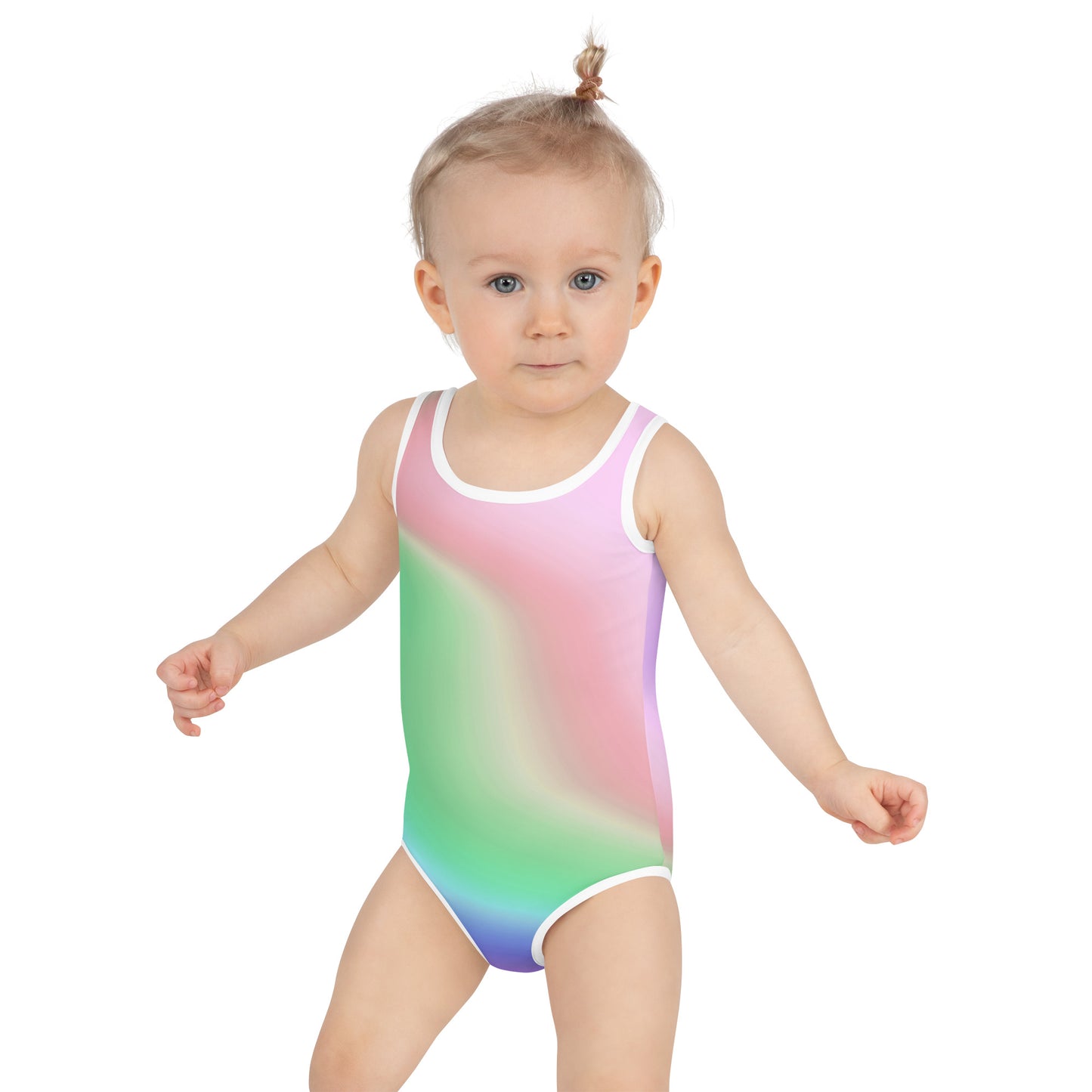 Rainbow Gradient Printed Kids Swimsuit