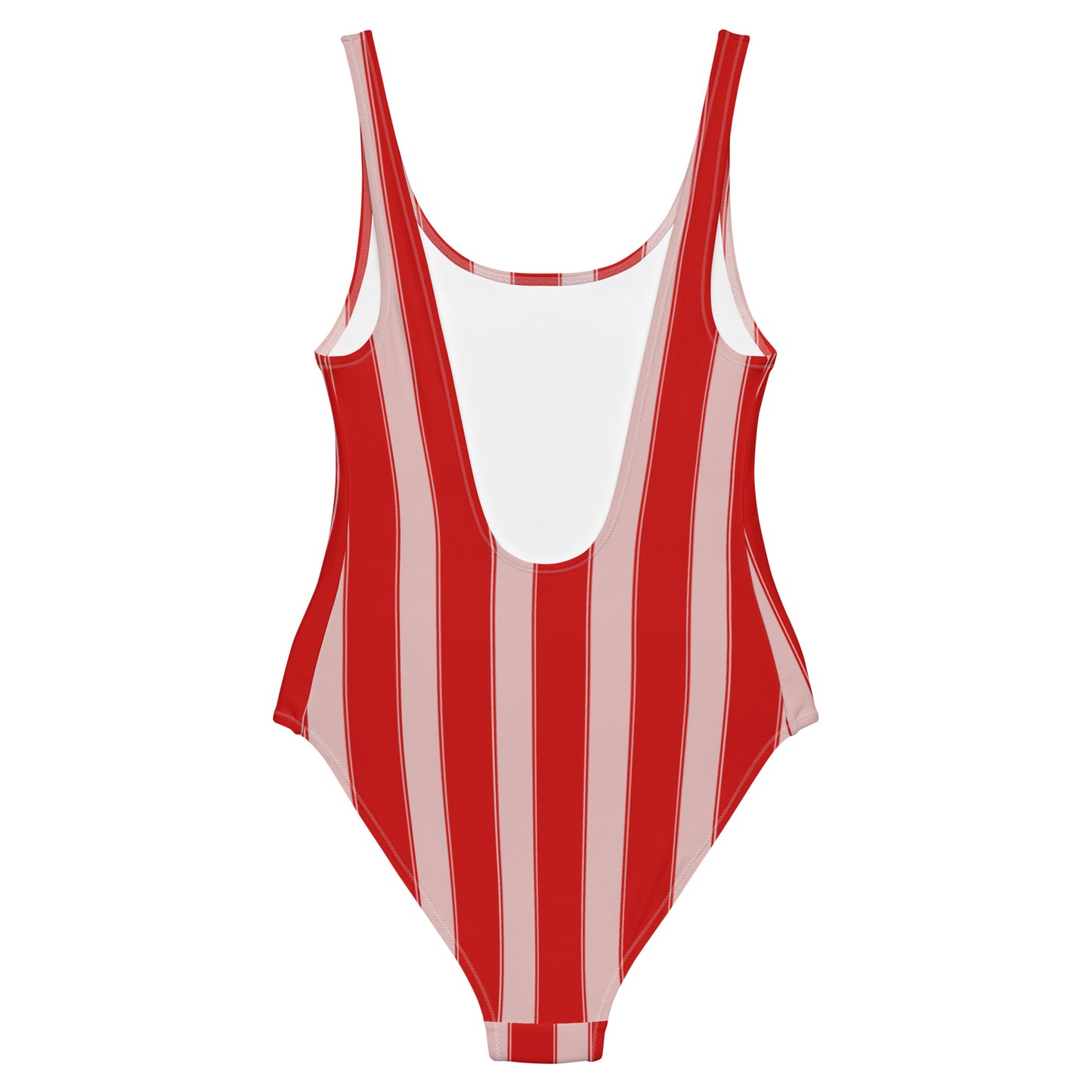 Striped One-Piece Swimsuit In PInk and Red