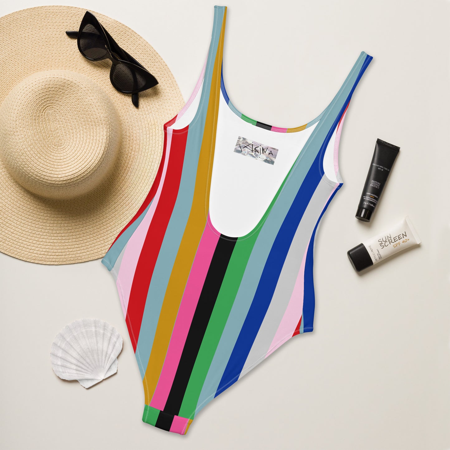 Multicoloured Stripe One-Piece Swimsuit