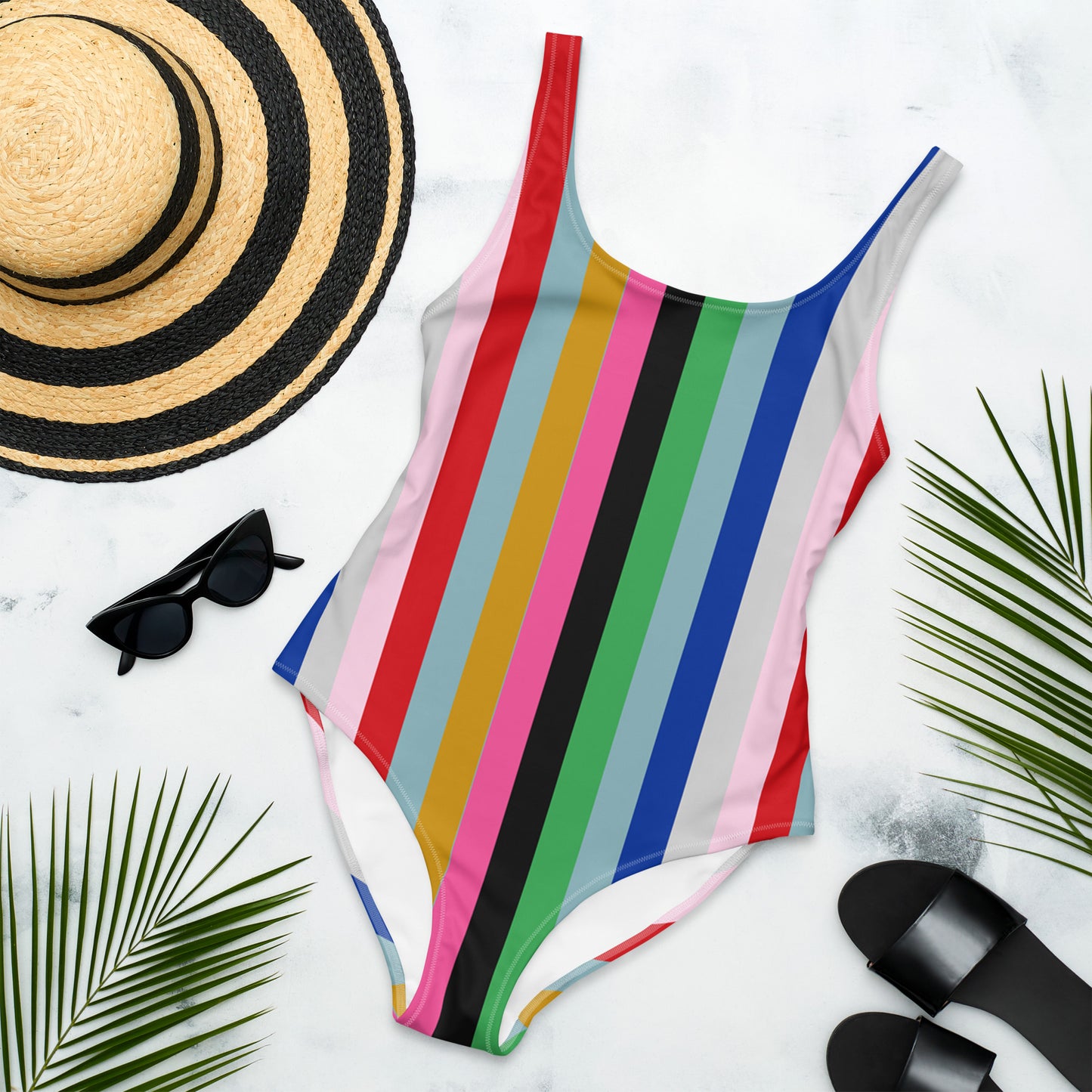 Multicoloured Stripe One-Piece Swimsuit