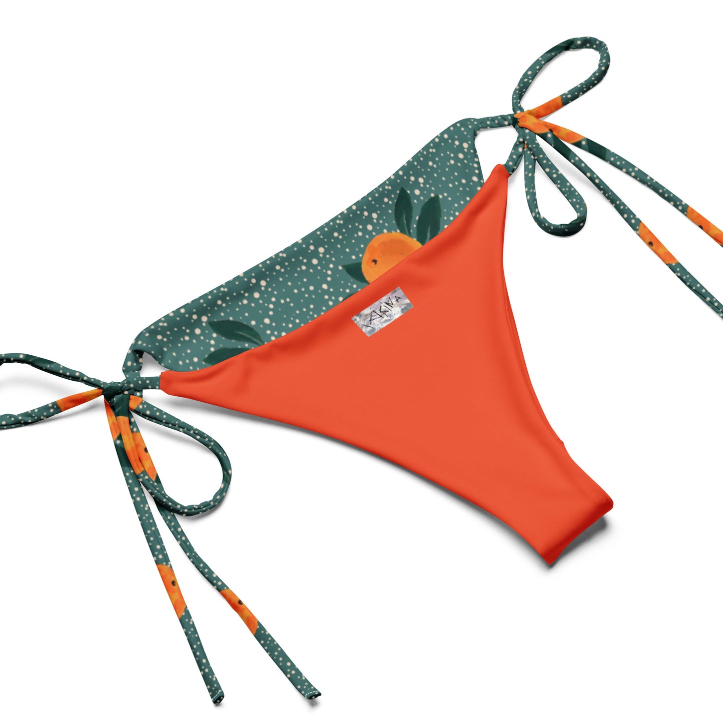 Painted Orange Recycled String Bikini in Teal