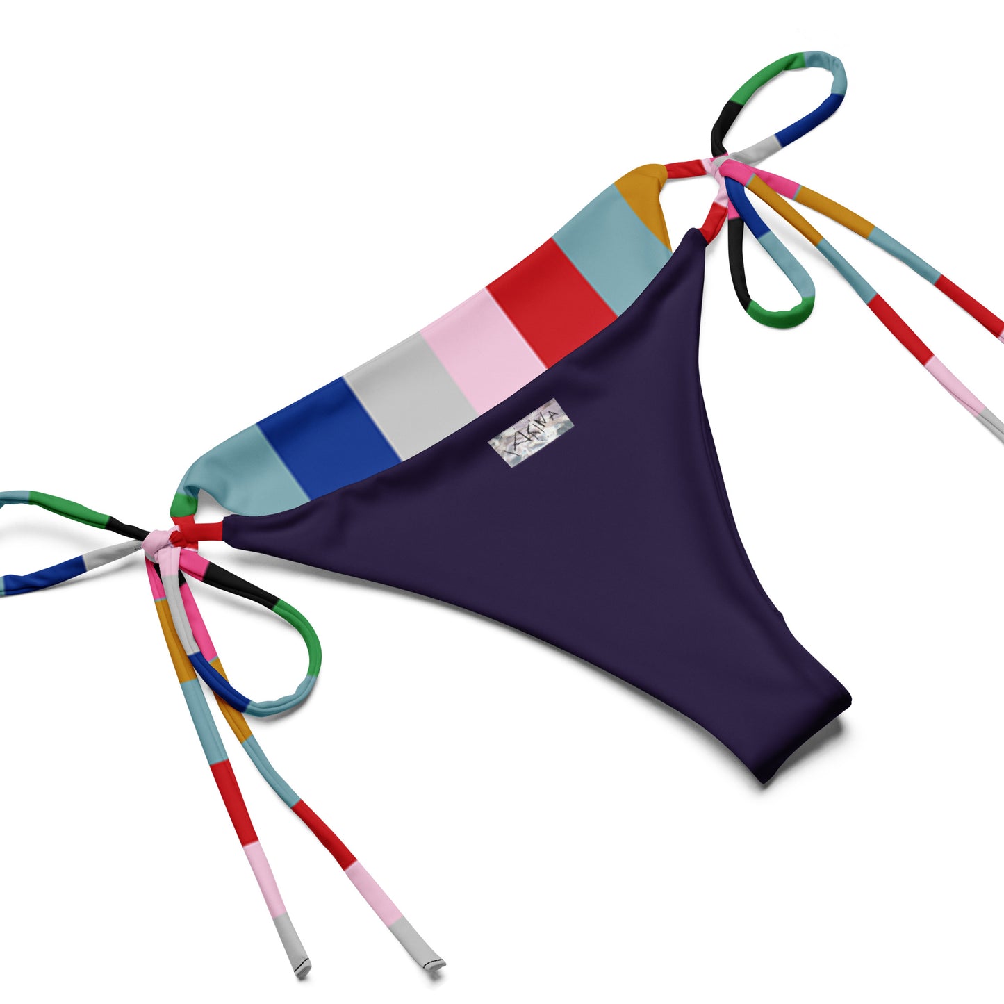 Multicoloured Stripe  all-over print recycled string bikini