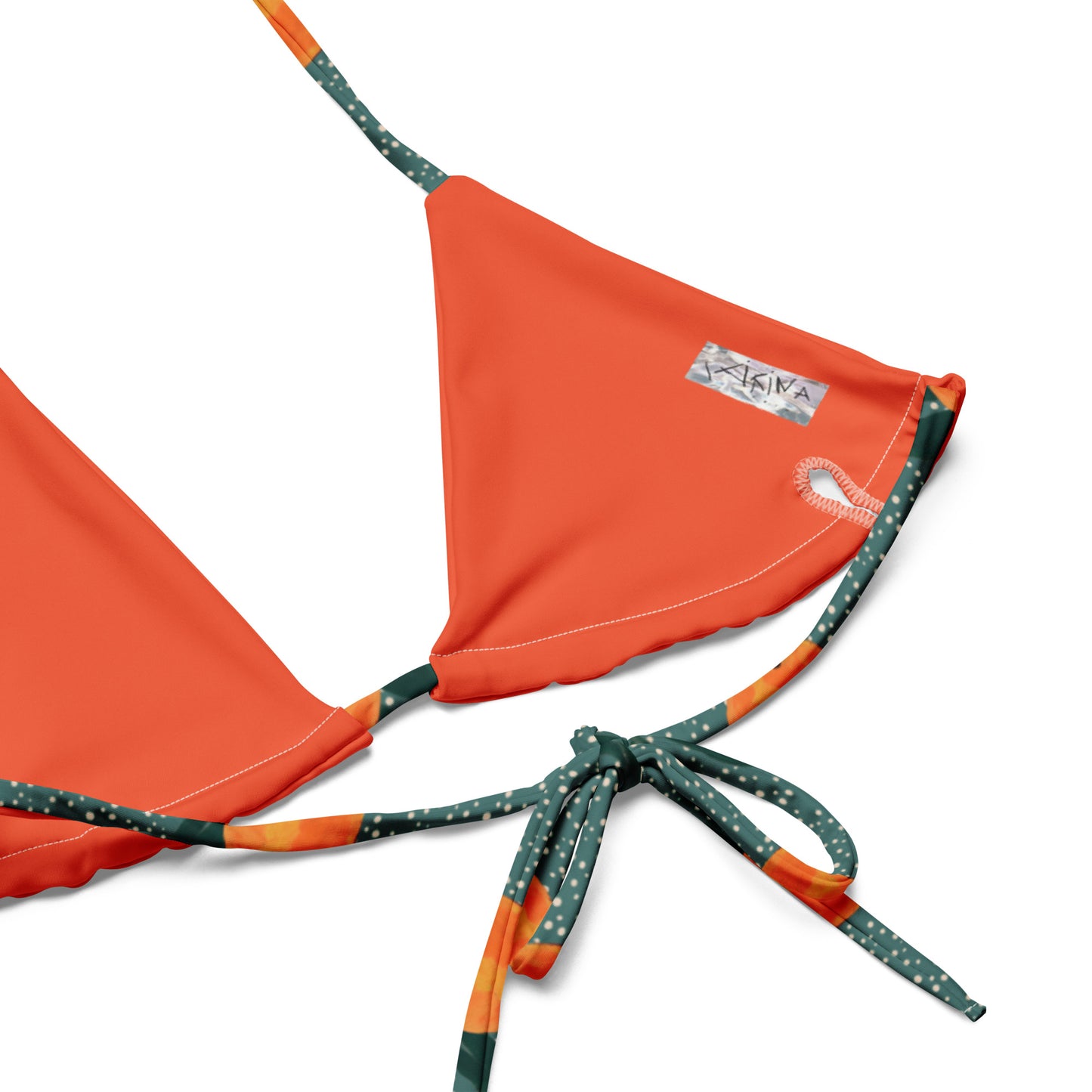 Painted Orange Recycled String Bikini in Teal