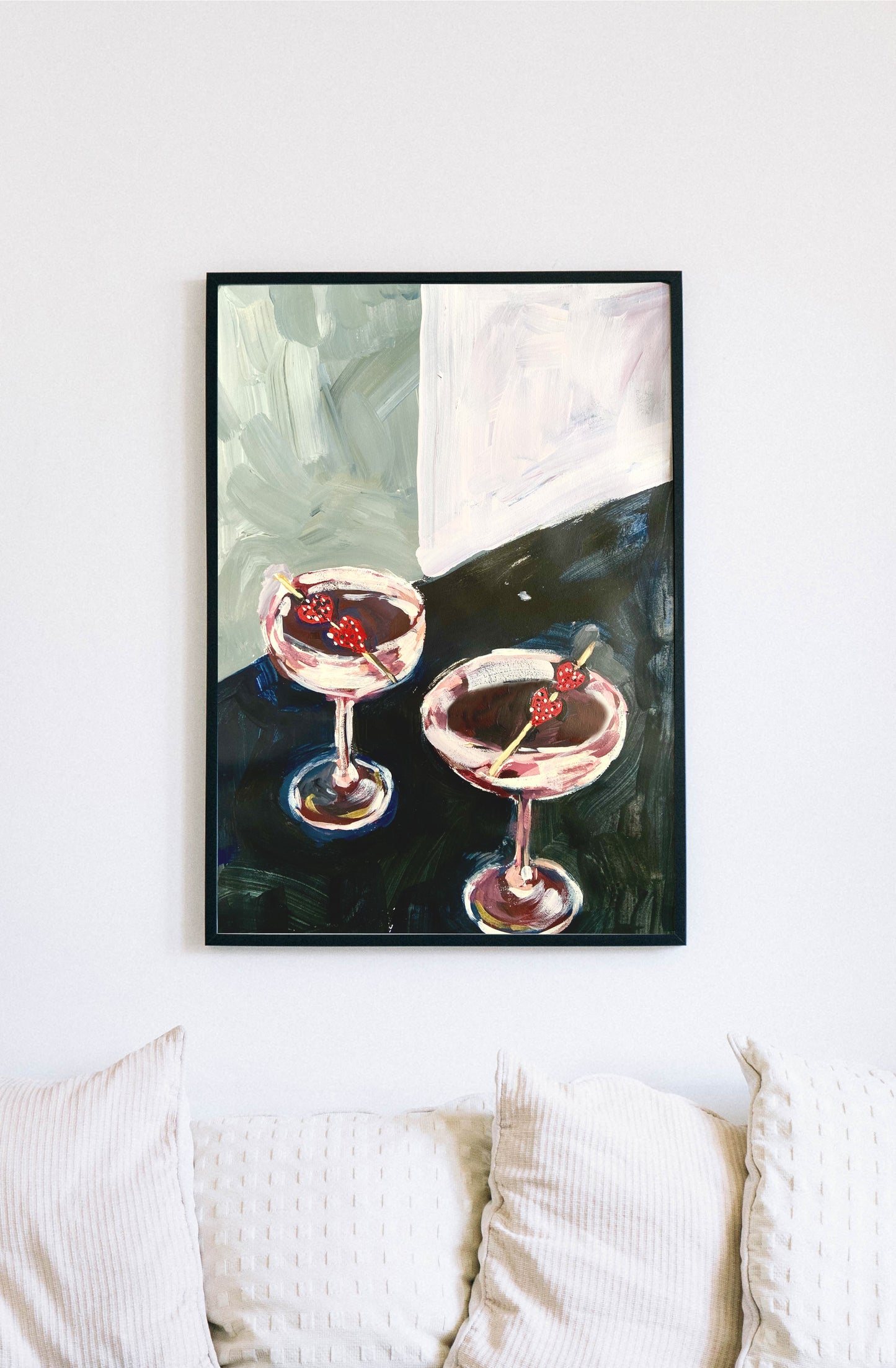 Date night. Strawberry Cocktails. Giclee Print Unframed