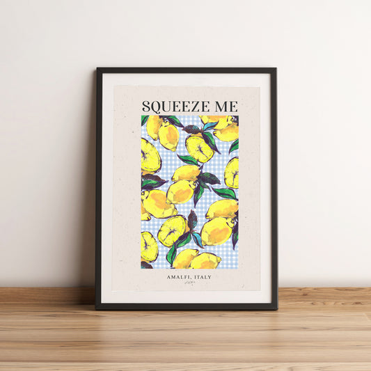 Painted Lemons. Squeeze me. Artwork. Giclee Print Unframed