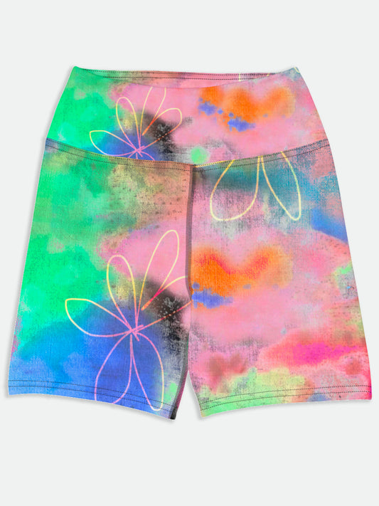 Tie Dye Printed Biker Yoga Shorts