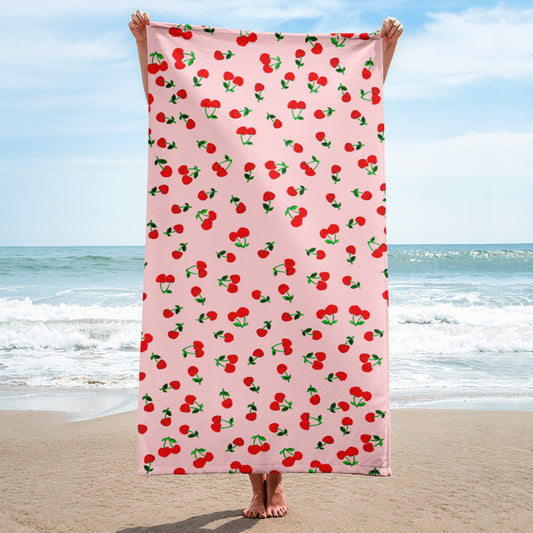 Cherry Print Bath & Beach Towel Towel