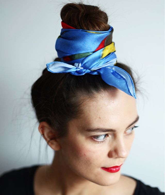 Blue scarf by Aza Shadenova