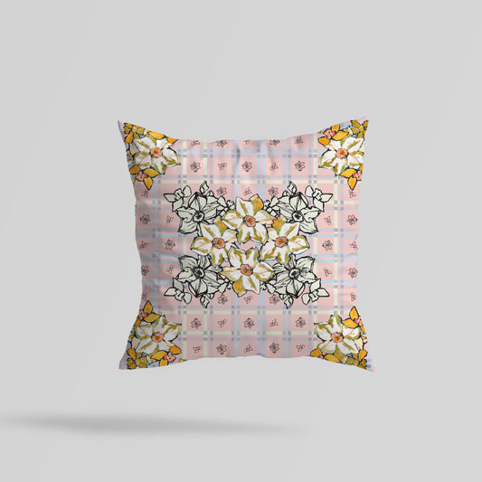 Daffodil Scarf Print Velvet Cushion