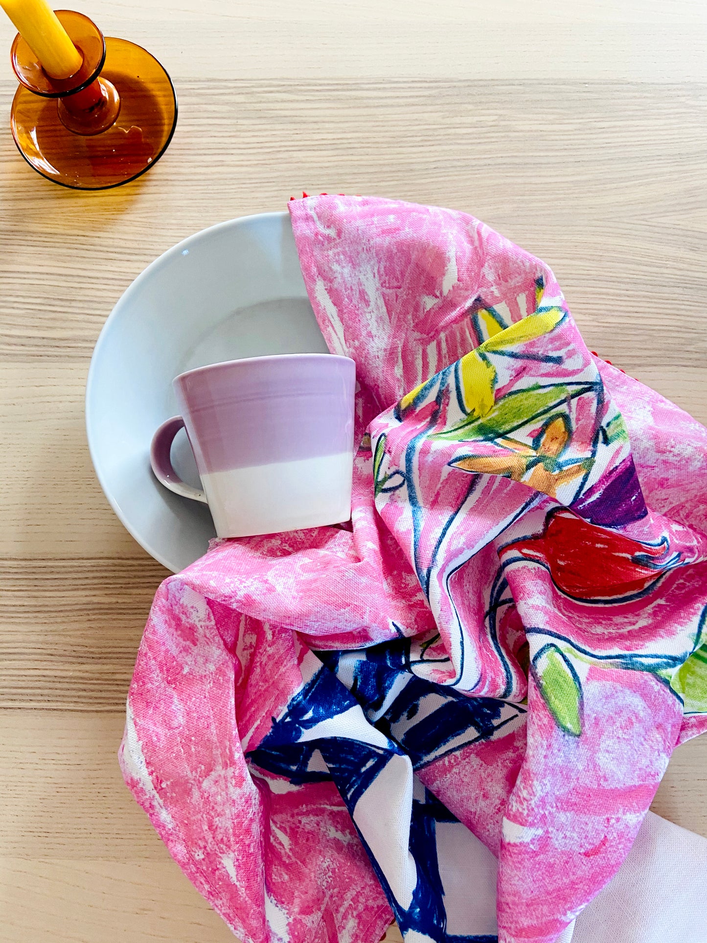 Late Summer Flowers Linen Tea Towel