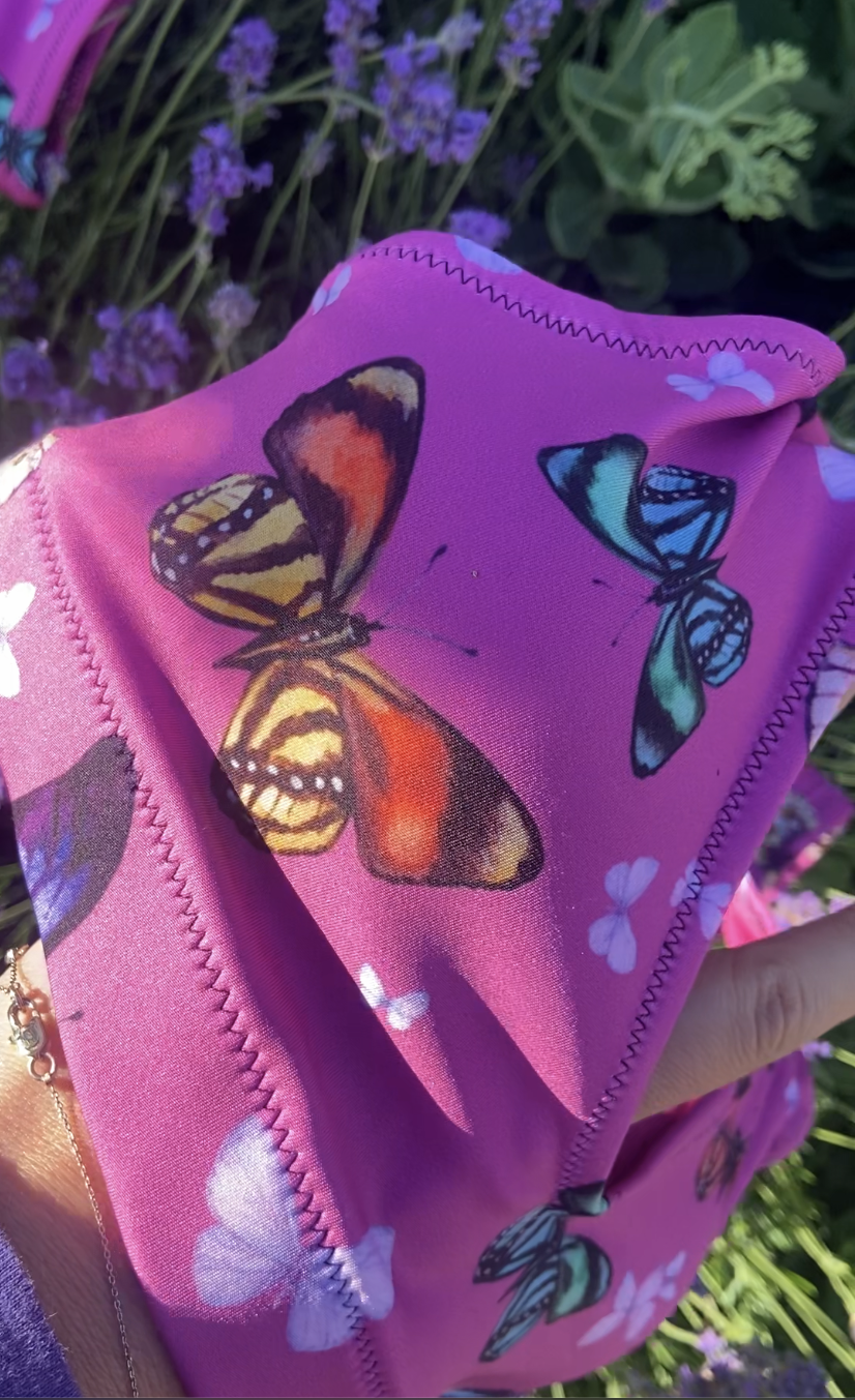 Butterflies Print Recycled High Waisted Bikini
