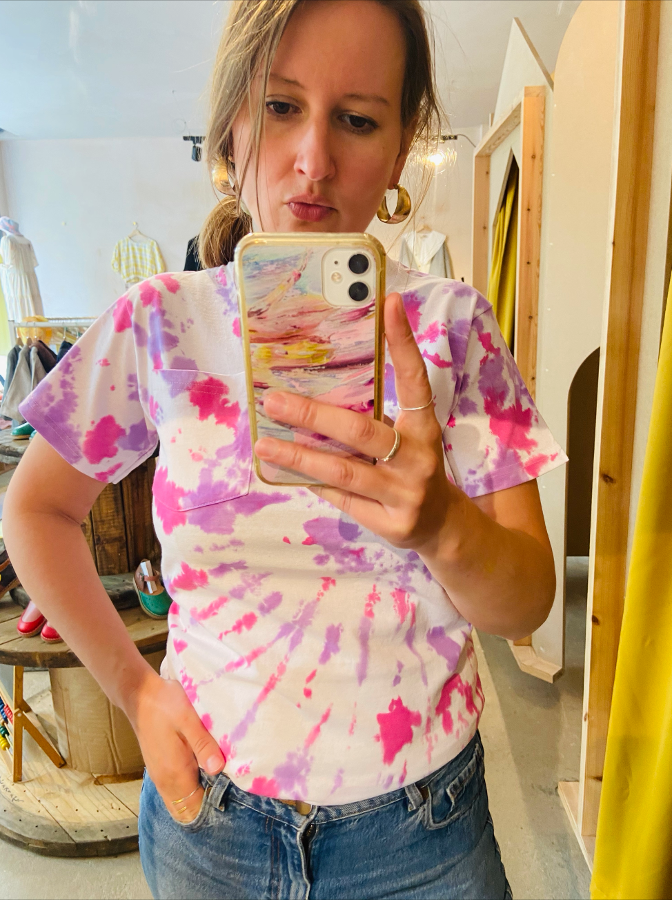 Tie-dye Top With Mandala in Lavender and in Fuchsia