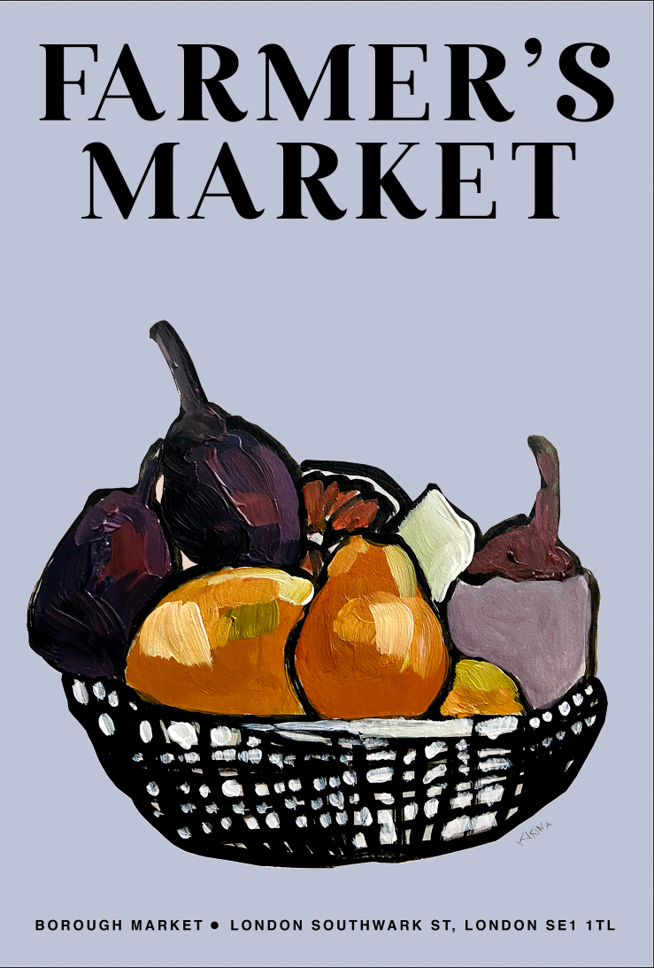 Farmer's Market. Still life with fruit. A3 Artwork. Giclee Print Unframed
