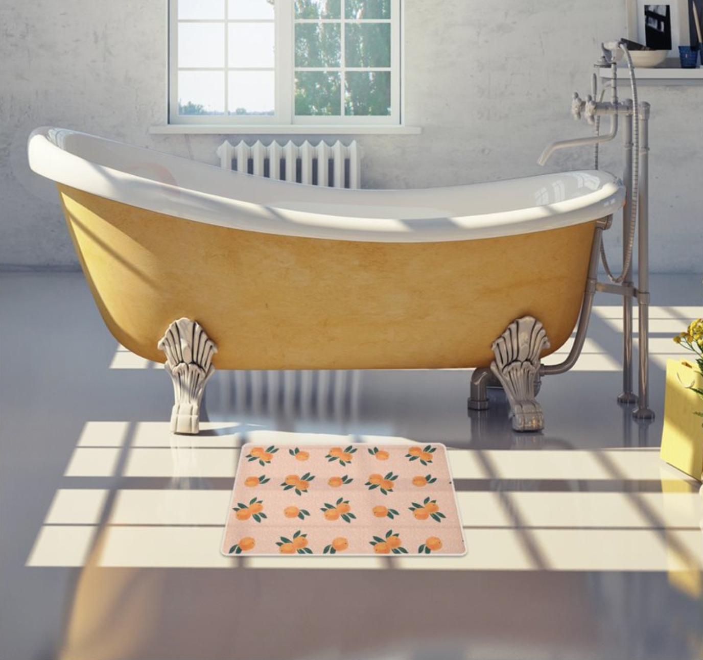 Orange Print Bath Mat