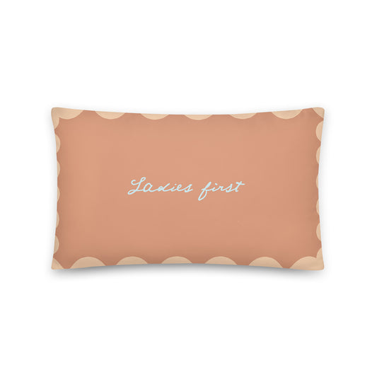 Ladies First Slogan Reversible Cushion