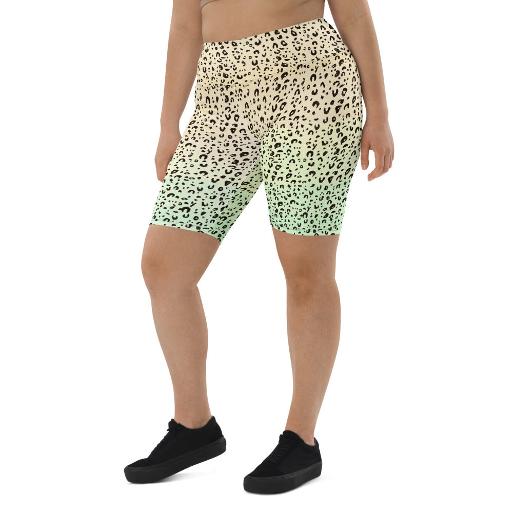 Leopard Print Cycling Shorts in Lime