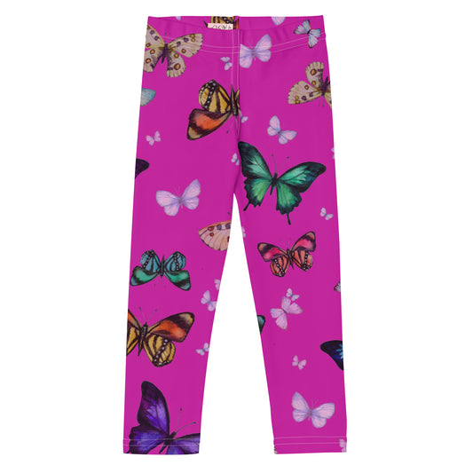 Butterfly Kid's Leggings in Magenta Pink