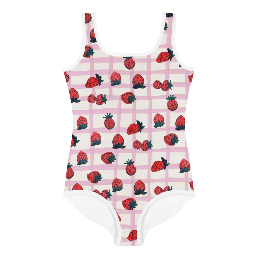 Strawberry Printed All-Over Print Kids Swimsuit