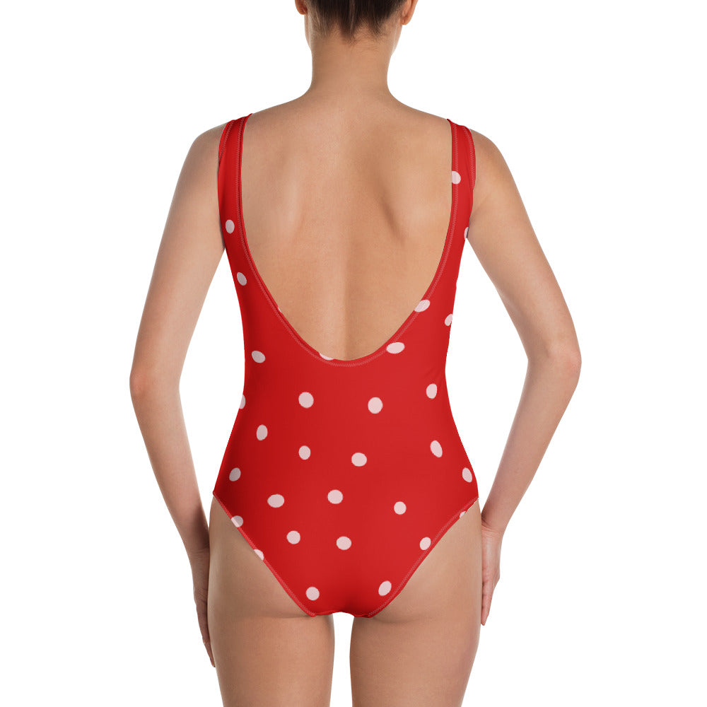 Dot Red One Piece Swimsuit