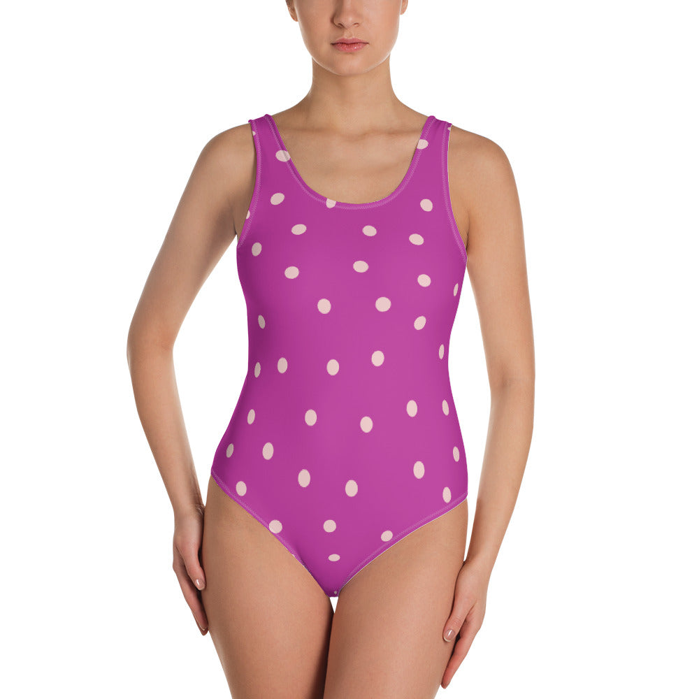 Dot One-Piece Swimsuit in Purple