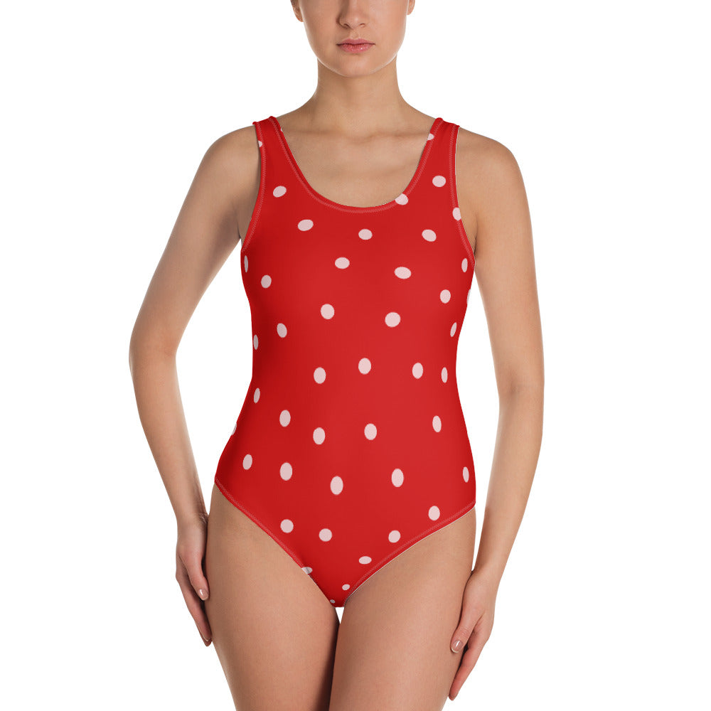 Dot Red One Piece Swimsuit