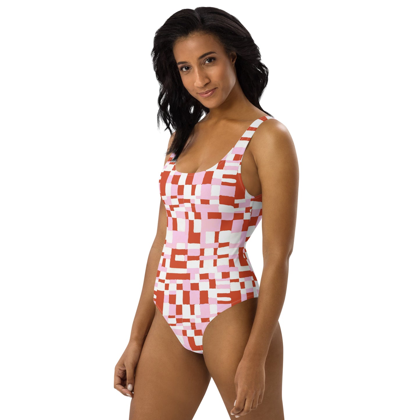 Painted Check One-Piece Swimsuit