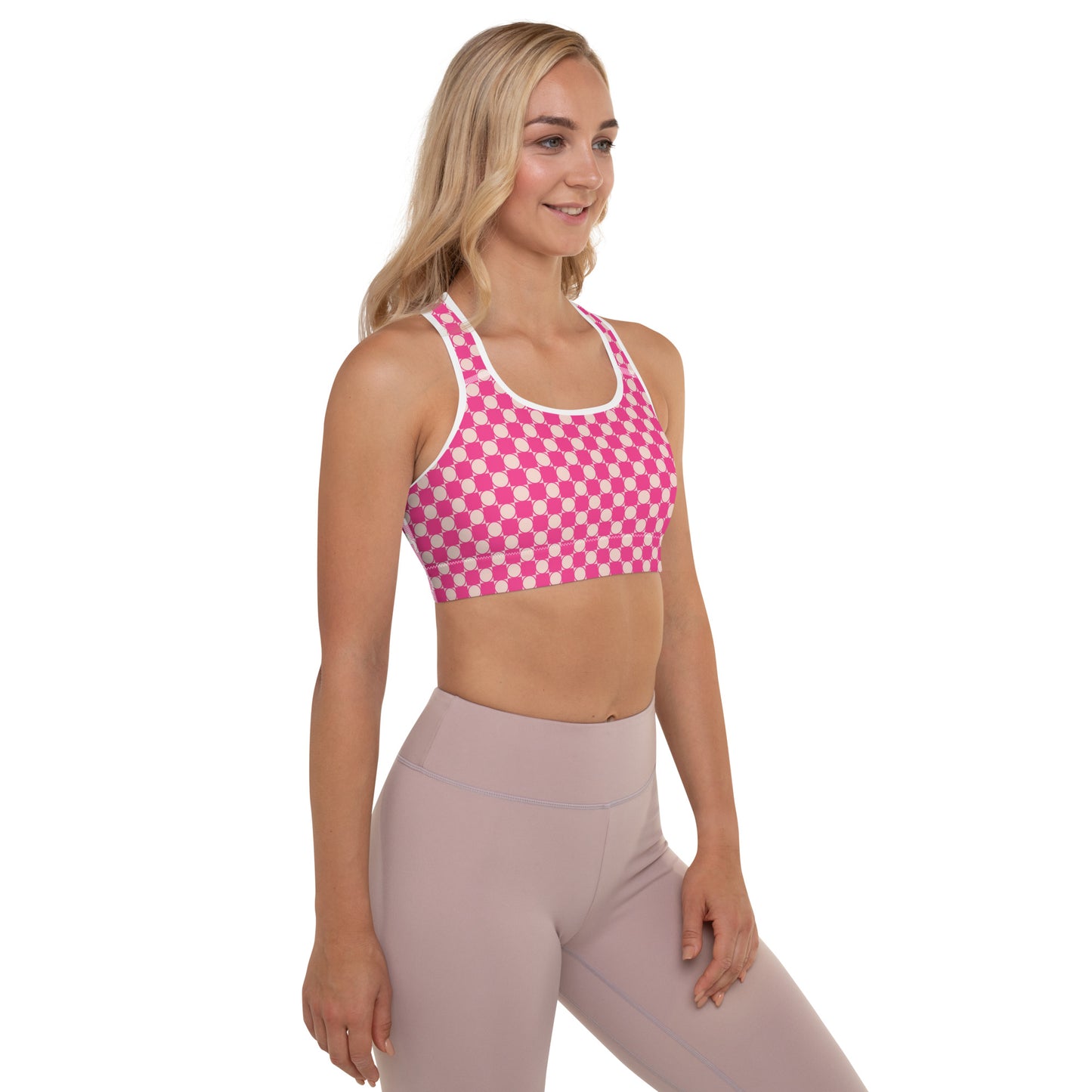 Checkered Padded Sports Bra in PInks