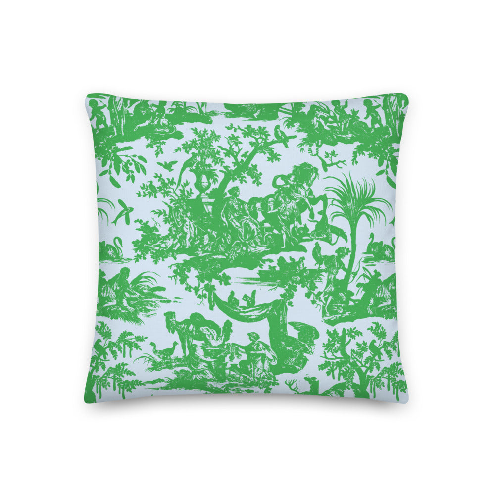 Toile de Jouy Printed Textured Reversible Cushion