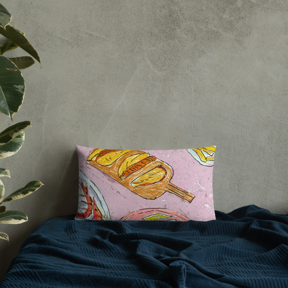 Tapas with Prawns. Dreaming of Spain Reversible Cushion