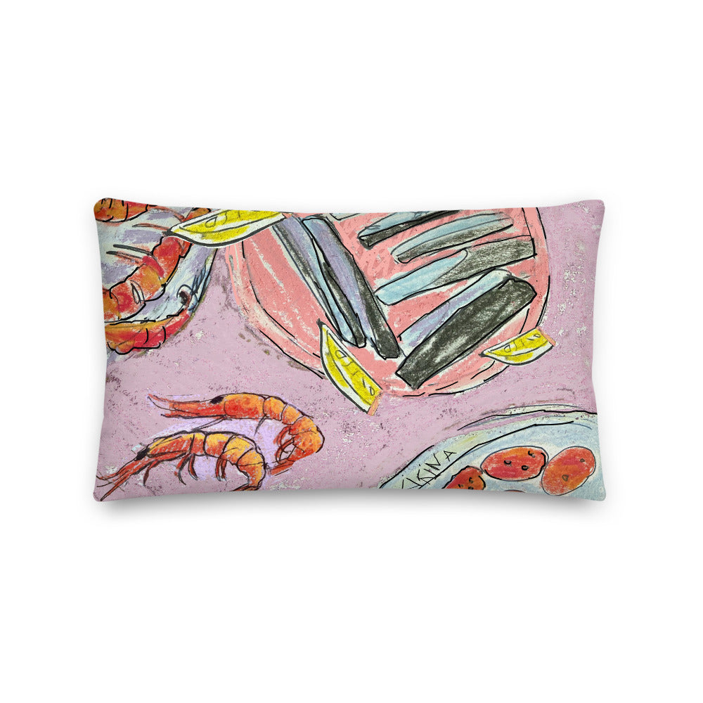 Tapas with Prawns. Dreaming of Spain Reversible Cushion