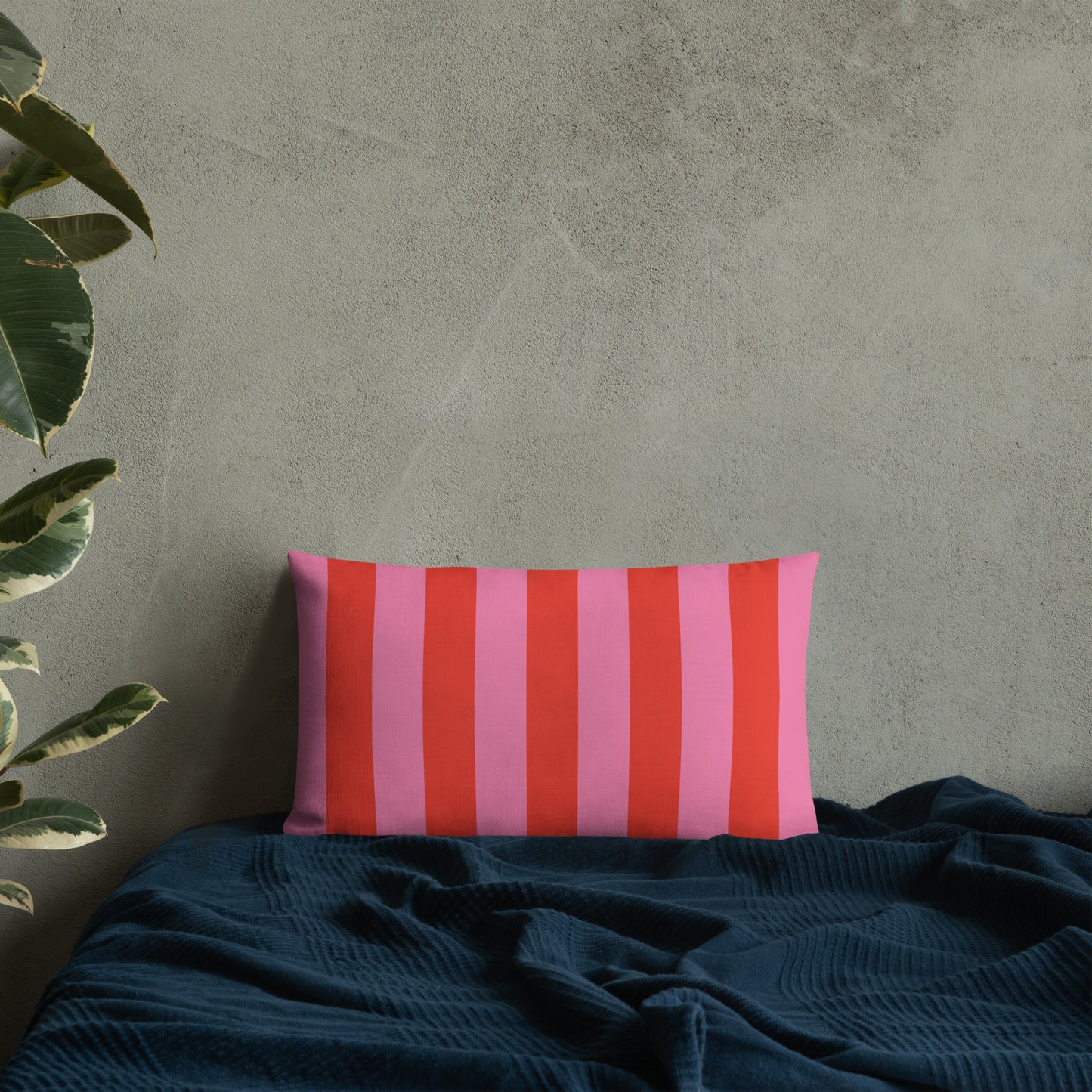 Wide Stripe Premium Pillow in Pink and Red