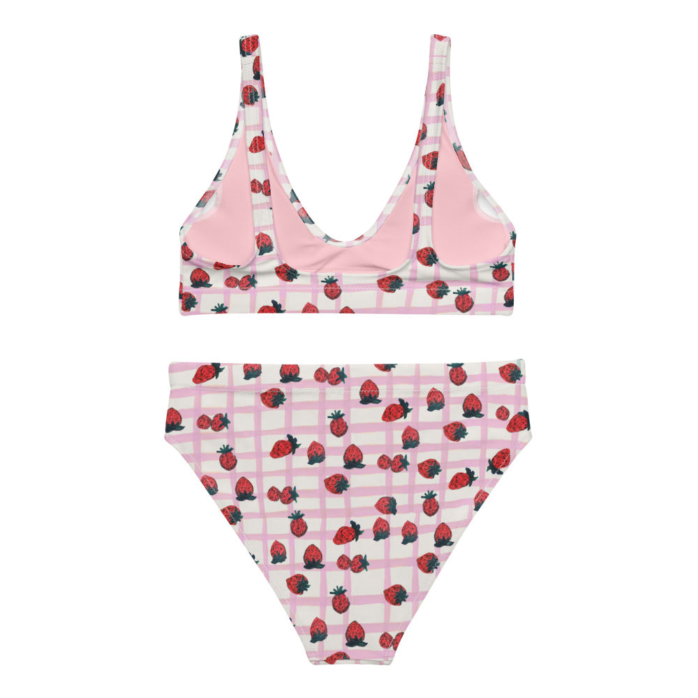 Strawberry Recycled High-waisted Bikini