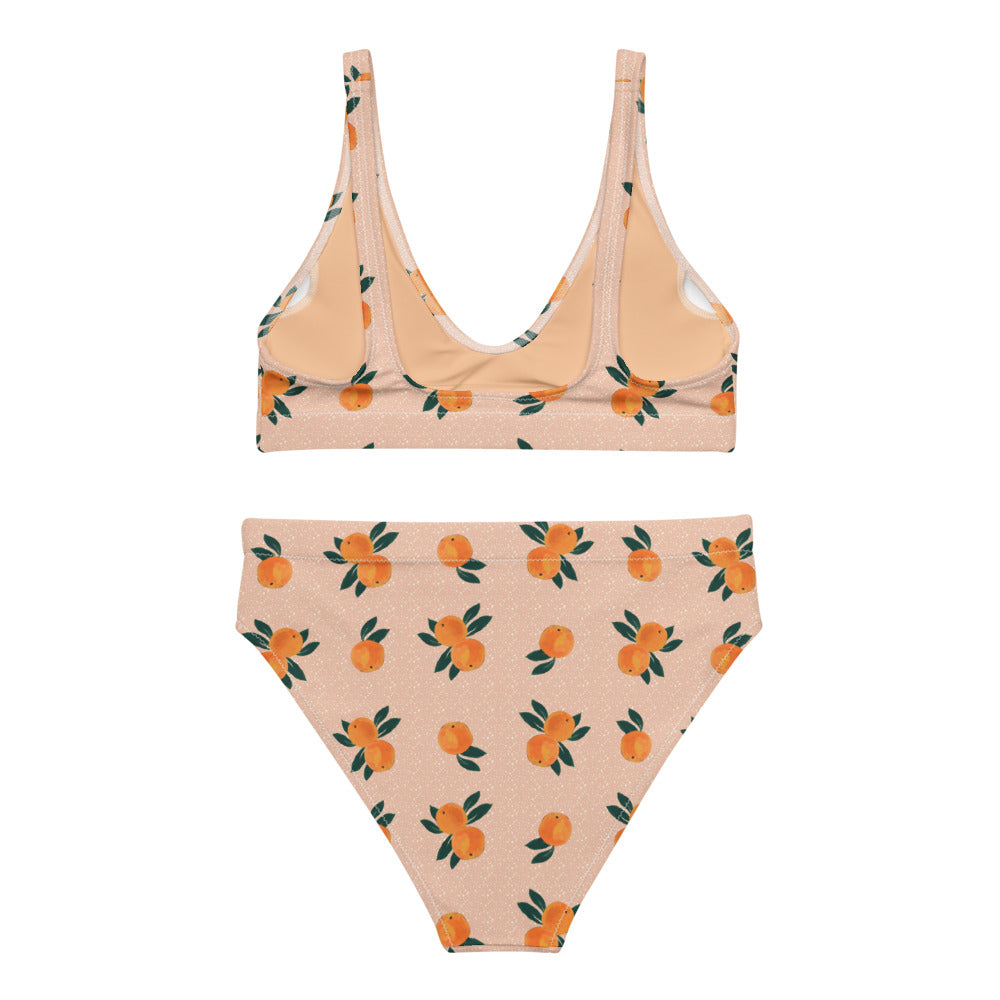 Orange Print Recycled High-waisted Bikini