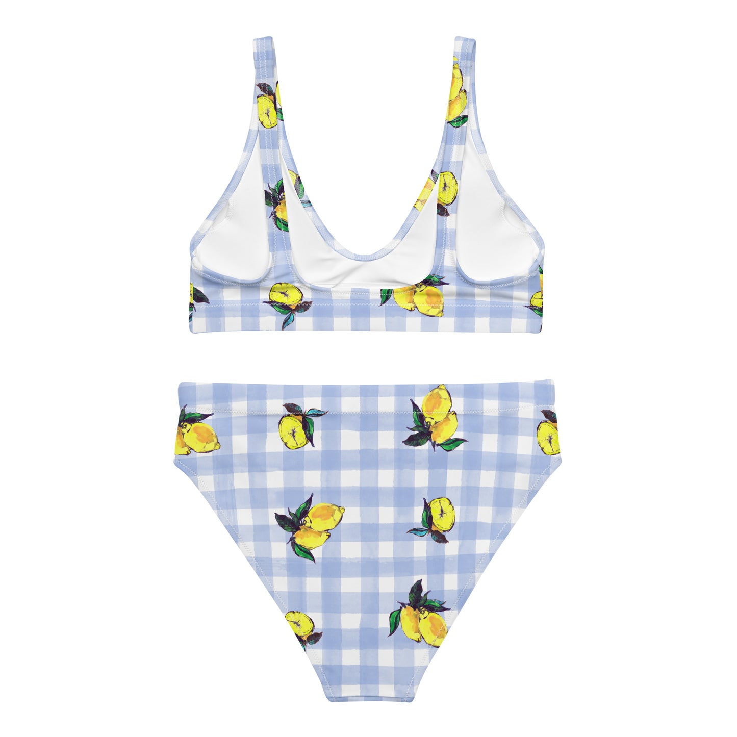 Lemon Print Recycled high-waisted bikini