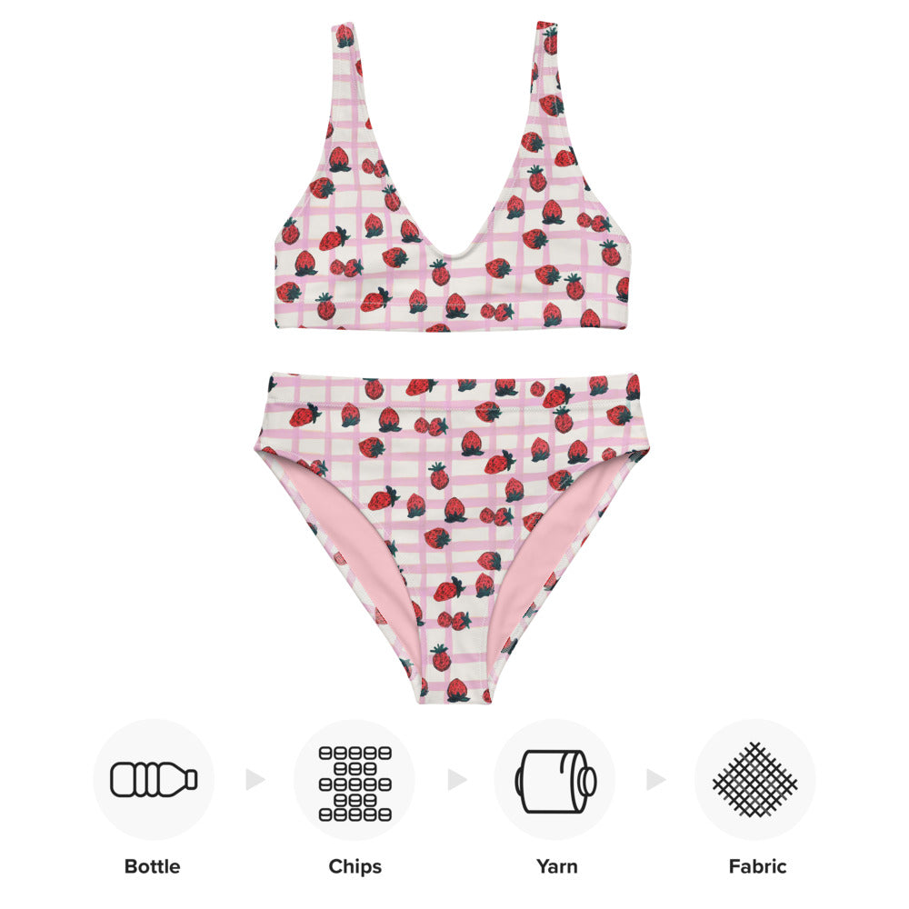 Strawberry Recycled High-waisted Bikini