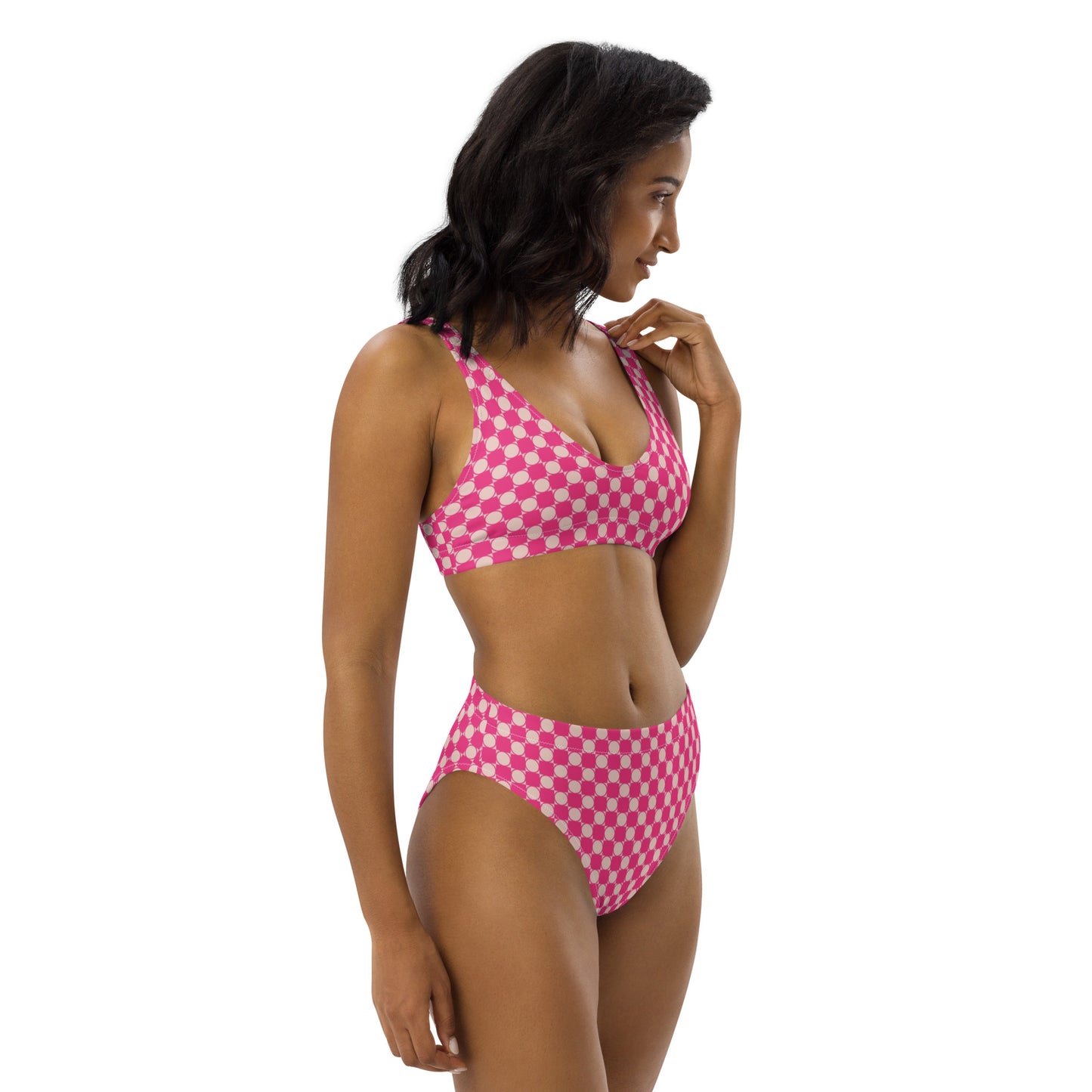 Checkered Recycled High Waisted Bikini