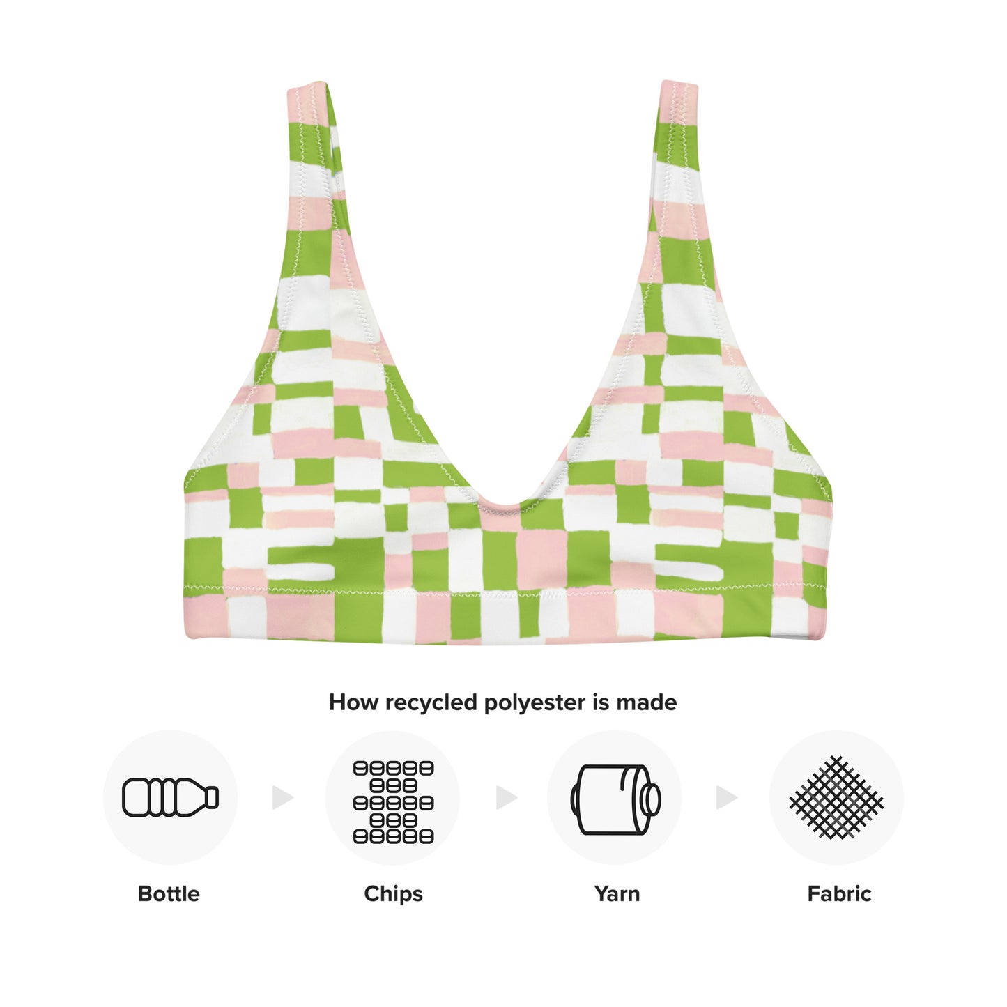Mix and Match Checkered Recyled Padded Bikini Top