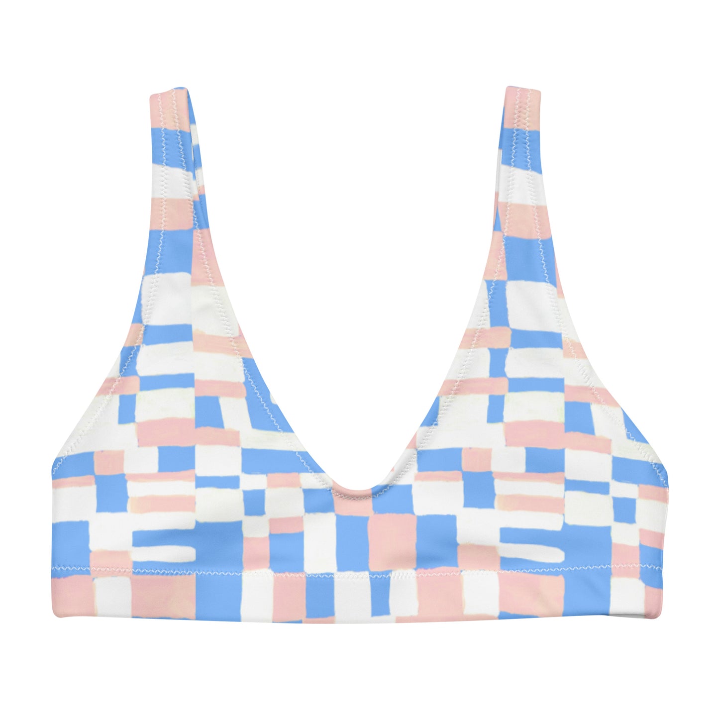 Checkered Recyled Padded Bikini Top
