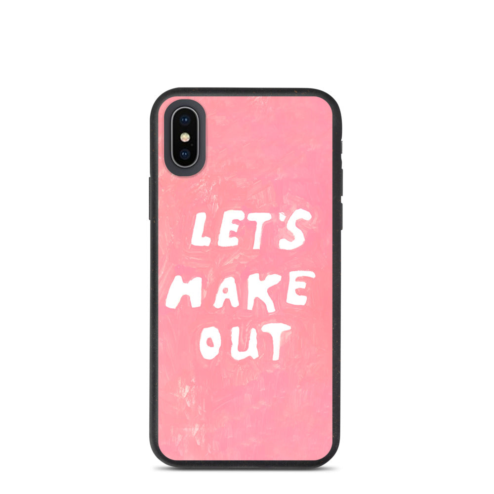 Let's Make Out. Doodle Slogan. Biodegradable phone case