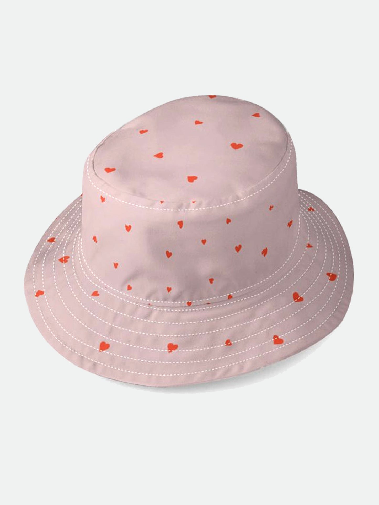 Love Heart Denim Bucket Hat in Dusty Pink
