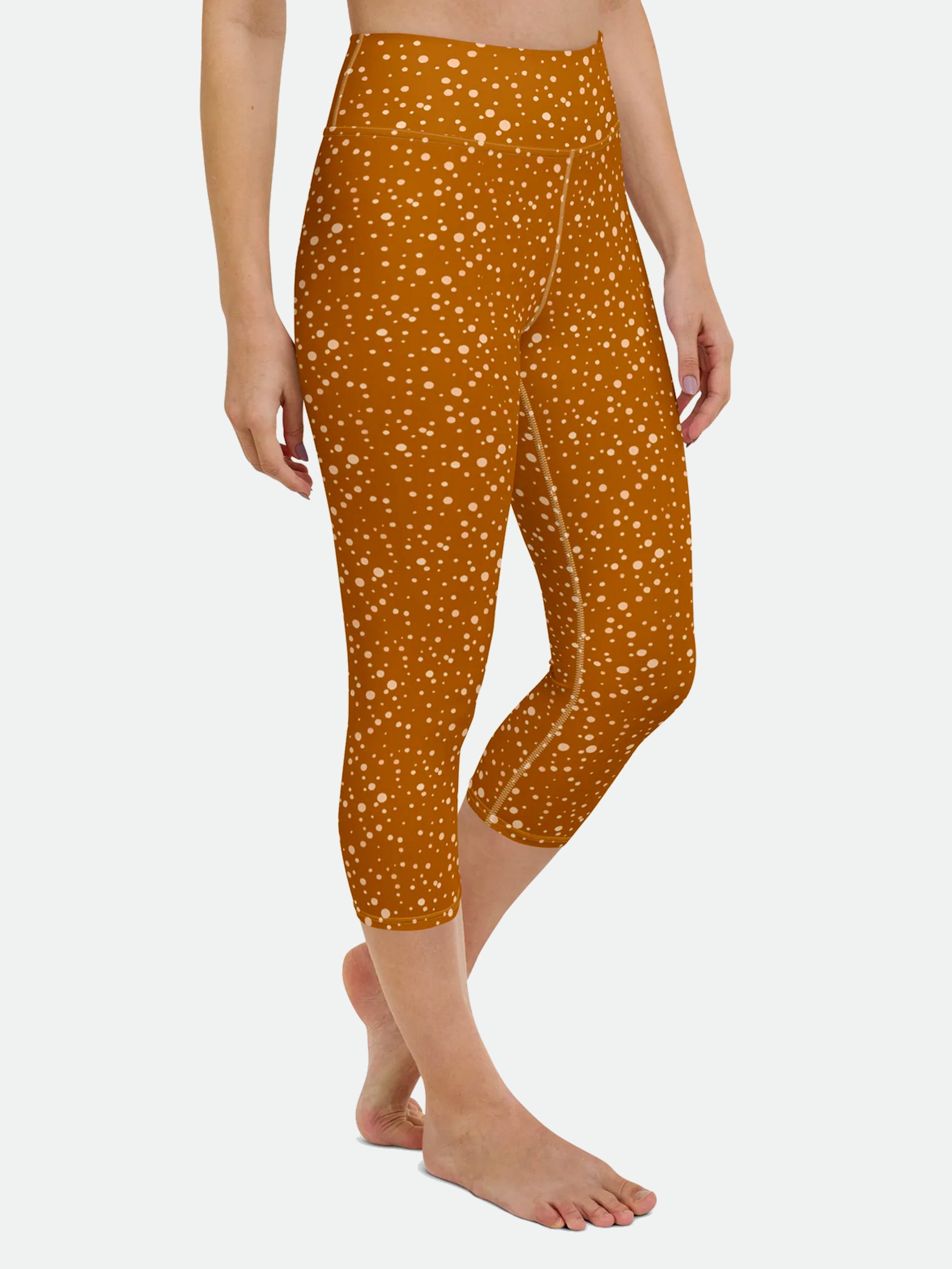 Polka Dot High Waisted Yoga Capri Leggingsi – Kikina Designs