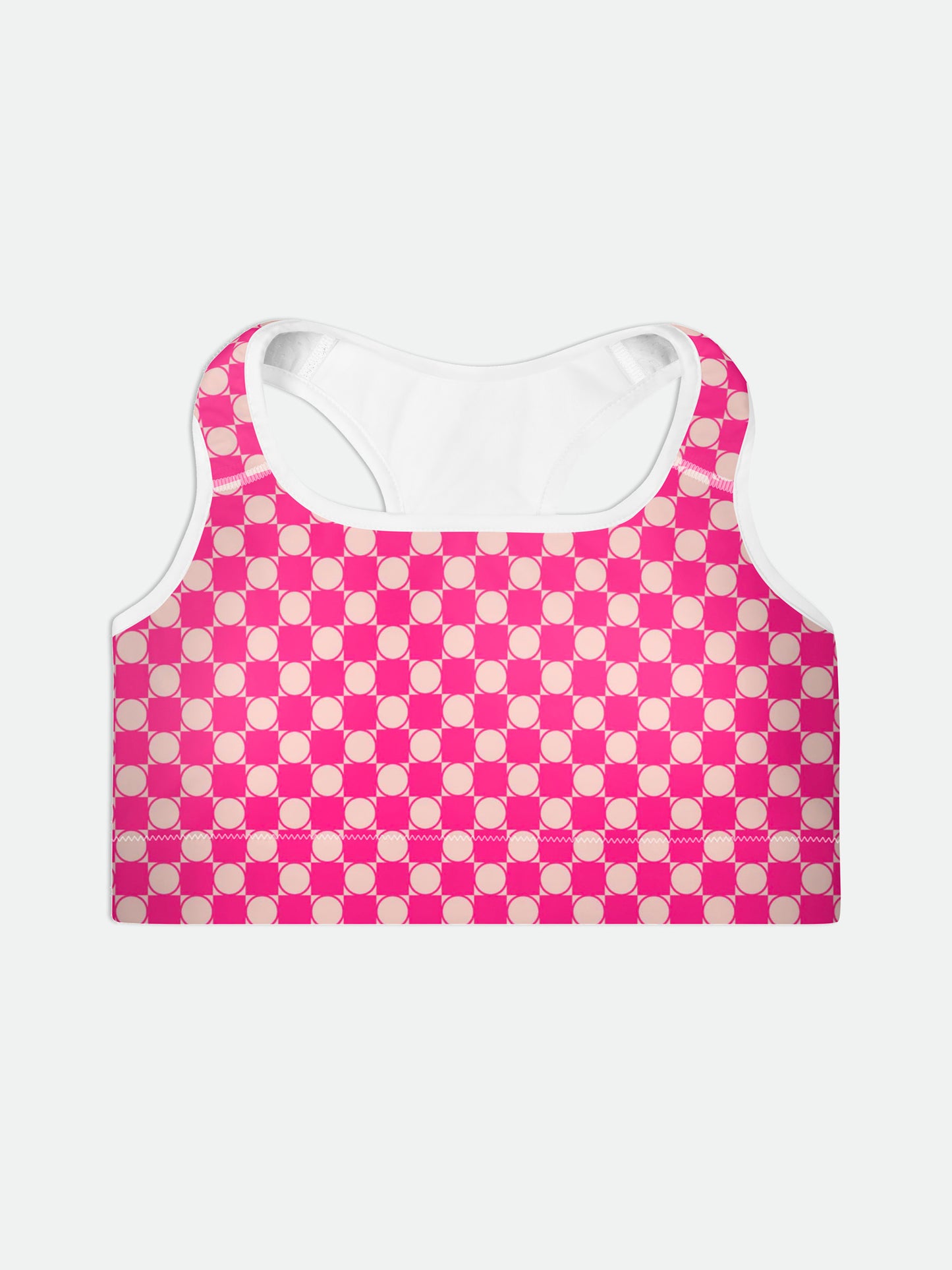 Checkered Padded Sports Bra in PInks