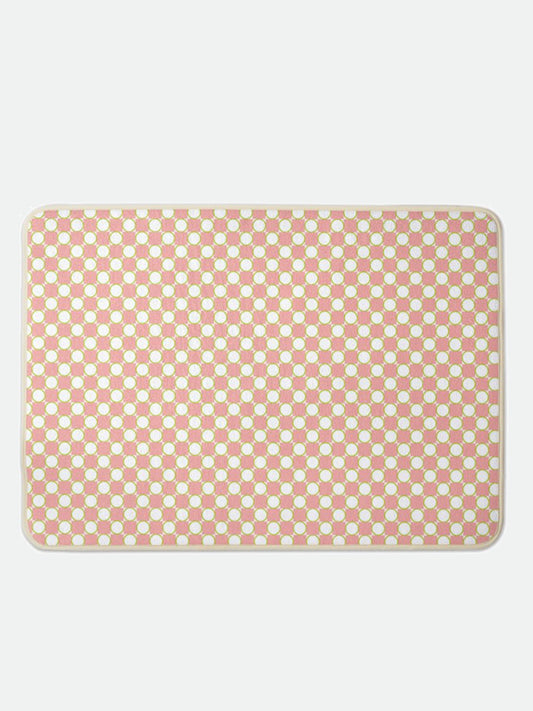 Checkered Geo Bath Mat in Peach Pink