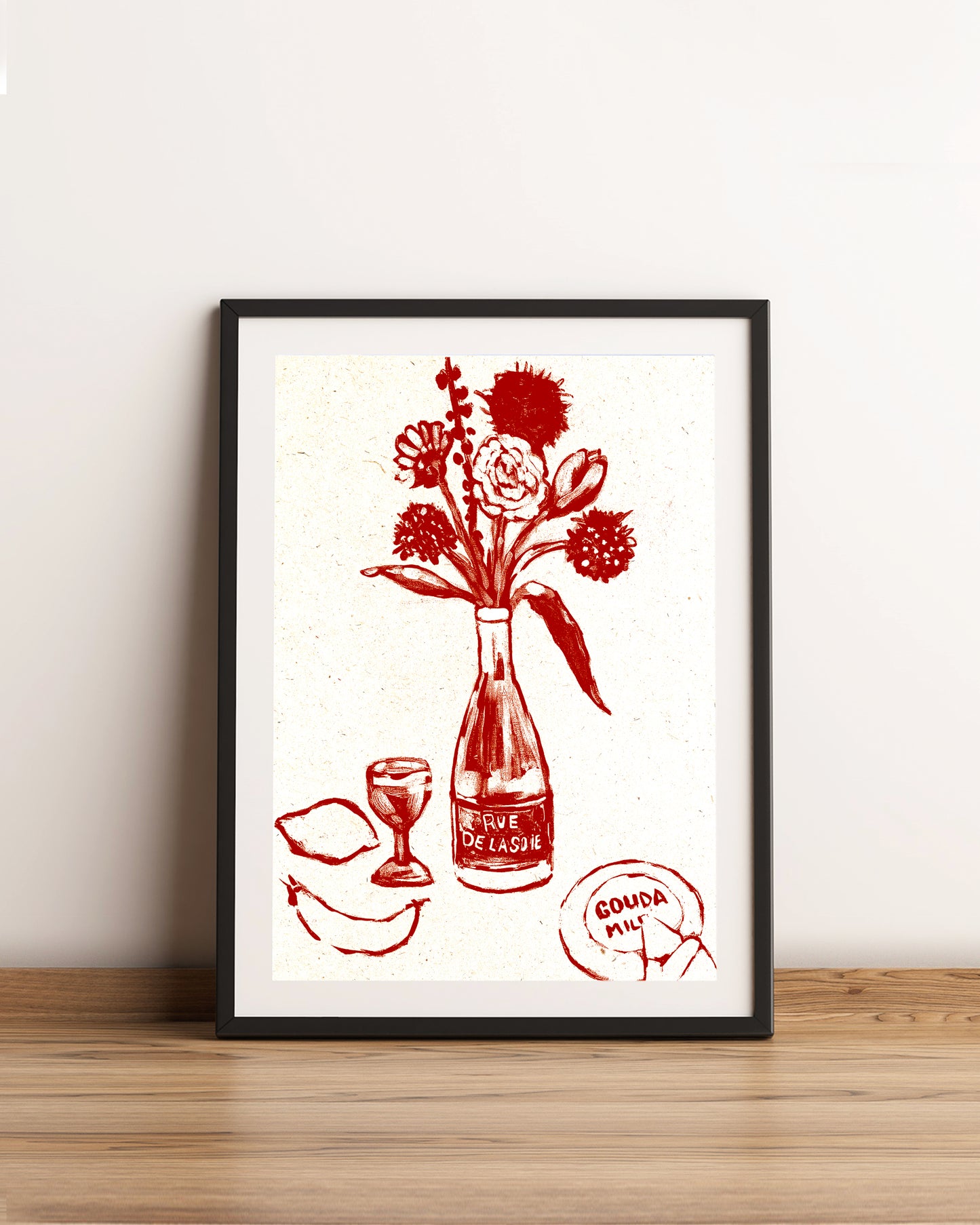 Gauda and Wine. Giclee Print Unframed