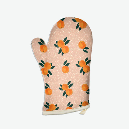 Orange Print Suedette Glove
